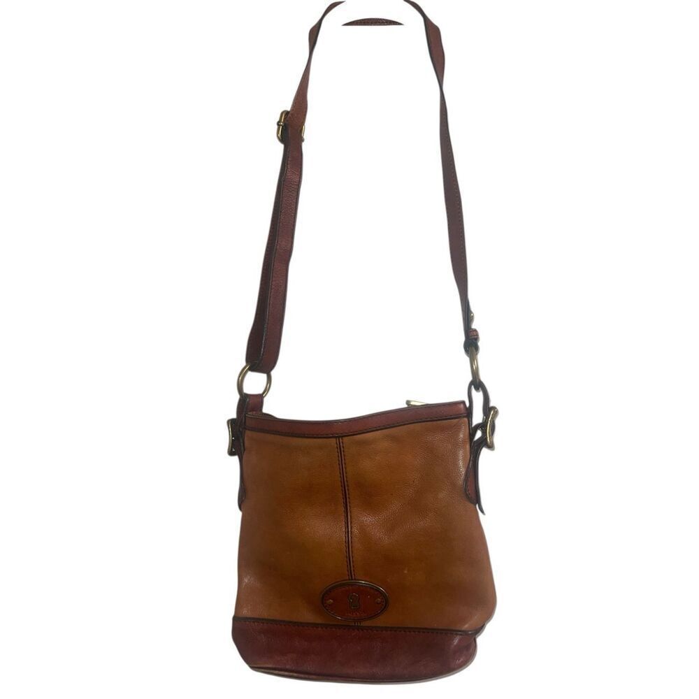 ✨FOSSIL Maddox Two Tone Brown Leather Crossbody✨ - Picture 4 of 7